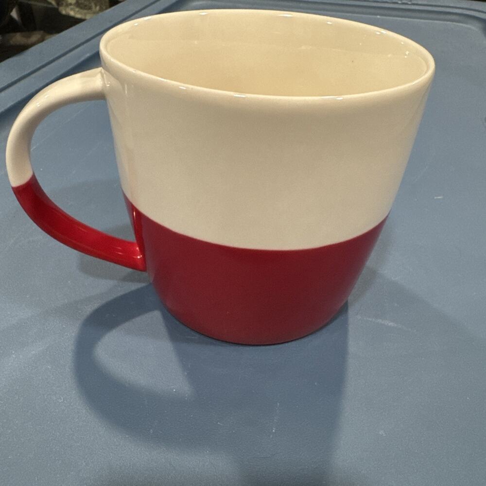 STARBUCKS White /Red 14 oz Coffee Mug Cup Bone China Color Block - Picture 3 of 6